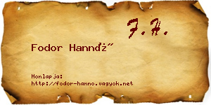 Fodor Hannó névjegykártya